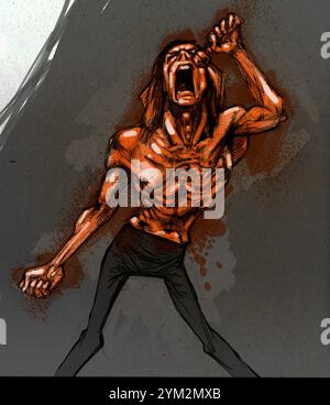 Chanteur américain, auteur-compositeur, acteur et musicien punk, Iggy Pop (James Newell Osterberg Jr) chanteur et chanteur du groupe proto-punk The Stooges Banque D'Images