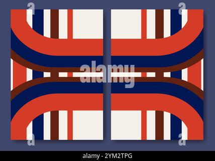 Ensemble d'affiches d'éléments dynamiques abstraits vectoriels. Collection d'œuvres d'art formes géométriques style rétro des années 50 Illustration de Vecteur