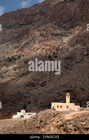 mosquée isolée montagnes hajar jabal shams oman moyen-orient Banque D'Images