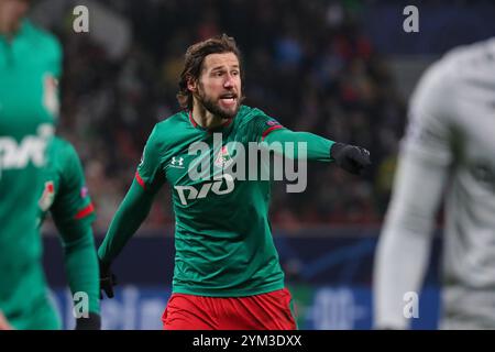 Grzegorz Krychowiak du FC Lokomotiv Moscou lors du match de l'UEFA Champions League entre le FC Lokomotiv Moscou et le FC Bayer 04 Leverkusen au Stadi Banque D'Images
