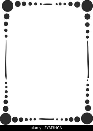 Simple, le cadre rectangulaire dessiné à la main présente des points décroissants et des lignes fines, créant un espace blanc propre idéal pour le texte ou les éléments de conception Illustration de Vecteur