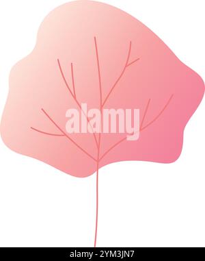 Illustration contemporaine avec une feuille rose stylisée avec des veines proéminentes, présentée sur un fond blanc propre, créant un pourtant simple Illustration de Vecteur