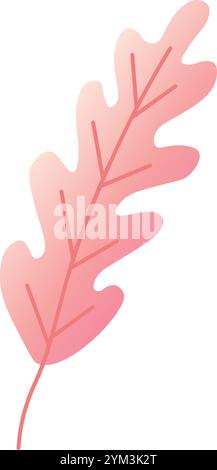 Illustration vectorielle minimaliste avec une feuille de chêne rose stylisée avec des couleurs dégradées, isolée sur un fond blanc, idéale pour la nature à thème Illustration de Vecteur