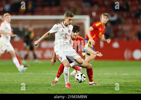 Albacete, Espagne. 19 novembre 2024. Oscar Fraulo (DEN) Football/Football : match amical international des moins de 21 ans entre U21 Espagne 2-1 U21 Danemark à l'Estadio Carlos Belmonte à Albacete, Espagne . Crédit : Mutsu Kawamori/AFLO/Alamy Live News Banque D'Images
