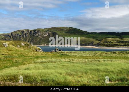 Cinq doigts vus du fil doagh, cinq doigts opposés au fil doagh, cinq doigts vus de la plage de doagh, péninsule d'Inishowen, Donegal, Banque D'Images