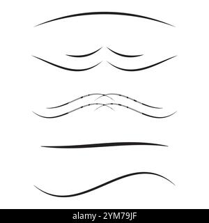 Lignes courbes abstraites. Motif ondulé décoratif. Lisser les contours vectoriels. Motif graphique monochrome. Illustration de Vecteur