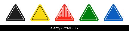 Ensemble de panneaux triangulaires noirs, jaunes, rouges, verts et bleus. Illustration vectorielle des icônes pour avertir de la situation sur la route. isola blanche Illustration de Vecteur