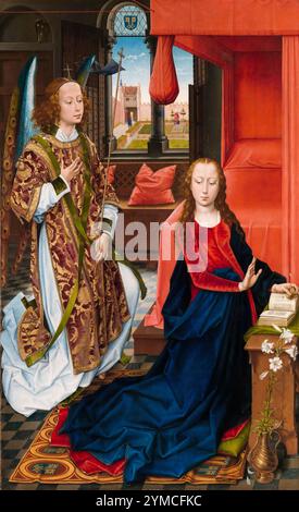 Hans Memling, L'Annonciation, peinture à l'huile sur bois, 1465-1470 Banque D'Images