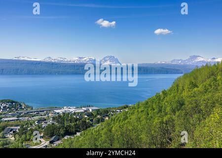 Narvik ville en Norvège beau paysage arctique cercle. La ville est située le long de l'Ofotfjorden dans la région d'Ofoten. Banque D'Images