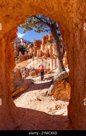 Femme en randonnée dans le parc national de Bryce Canyon Banque D'Images