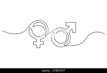 Vecteur de dessin continu de ligne d'icône de genre féminin. Fond de vecteur d'icône de genre féminin d'une ligne. Sexe féminin. Contour continu d'un sexe féminin Illustration de Vecteur