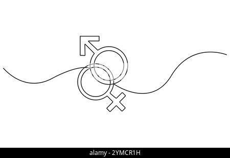 Vecteur de dessin continu de ligne d'icône de genre féminin. Fond de vecteur d'icône de genre féminin d'une ligne. Sexe féminin. Contour continu d'un sexe féminin Illustration de Vecteur