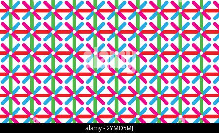 Motif floral sans couture bandes rouges vertes et rose bleu ciel magian abstrait Illustration de Vecteur