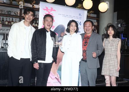 TAIPEI, CHINE - 21 NOVEMBRE 2024 - L'actrice Chia-Hsuan Yu et Chen Xuezhen et Cheng Zhiwei et Danny Liang et Joseph assistent à un thé médiatique à Taipei, Banque D'Images