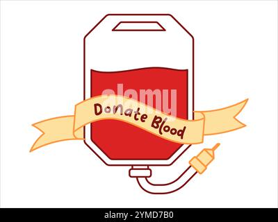 Faire un don de poche de sang donneur aide à soigner donner des fournitures d'urgence sauveteur transfusion paquet médical transfuse icône design coloré Illustration de Vecteur