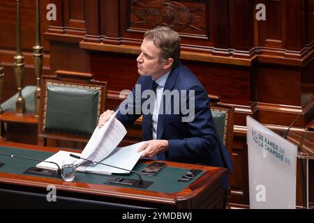 Bruxelles, Belgique. 21 novembre 2024. Le ministre de la Justice sortant Paul Van Tigchelt photographié lors d’une séance plénière de la Chambre au Parlement fédéral à Bruxelles, jeudi 21 novembre 2024. BELGA PHOTO JAMES ARTHUR GEKIERE crédit : Belga News Agency/Alamy Live News Banque D'Images