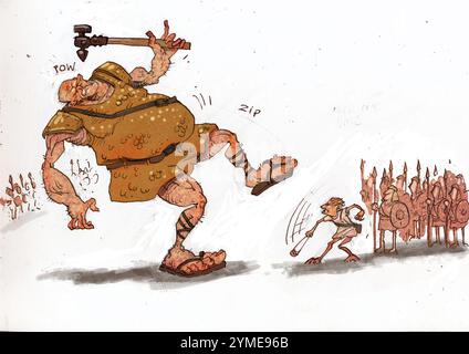 Art biblique histoire de David et Goliath dans l'ancien Testament, dans le Livre de Samuel, le roi David tue le géant philistin, terme utilisé pour les situations d'opprobre Banque D'Images