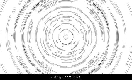 Répétition circulaire 3D. Modèle filaire de style Illustration de Vecteur