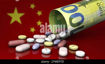 Image symbolique au sujet de l'addiction aux médicaments chinois Banque D'Images