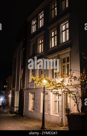 Paysages de la ville de Bergen de nuit, Norvège. Toutes saisons. Banque D'Images