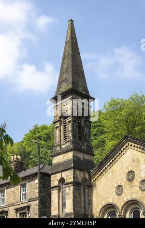 MATLOCK BATH, DERBYSHIRE, ROYAUME-UNI, 18 MAI. Vue de la tour d'une ancienne église méthodiste à Matlock Bath, Derbyshire, le 18 mai 2024 Banque D'Images