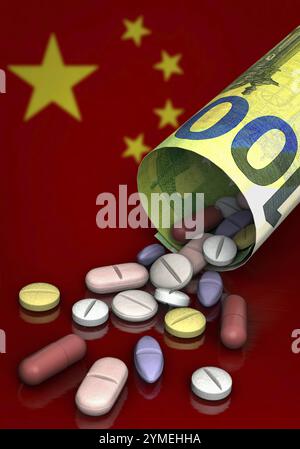 Image symbolique au sujet de l'addiction aux médicaments chinois Banque D'Images