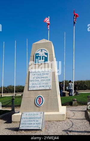 mémorial à la 1re brigade spéciale du génie, Utah Beach, Normandie, France Banque D'Images