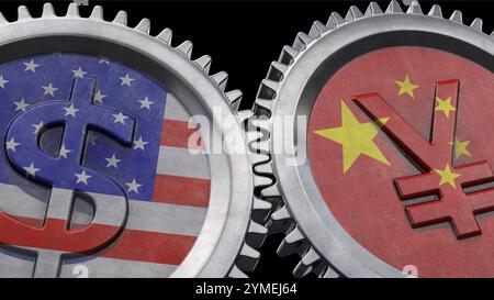 Image symbolique sur le thème de la dépendance économique entre les Etats-Unis et la Chine Banque D'Images