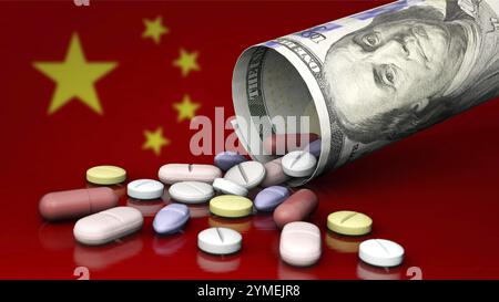 Image symbolique au sujet de l'addiction aux médicaments chinois Banque D'Images