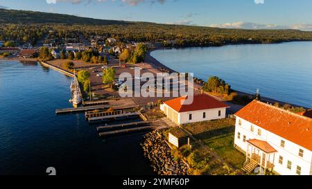 Photographie aérienne de Grand Marais, Minnesota, USA. Banque D'Images