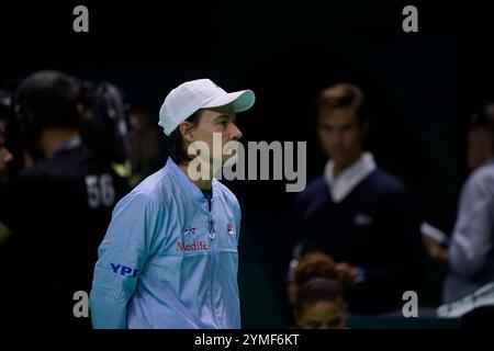 Malaga, Espagne, 21, novembre 2024. Guillermo Coria capitaine de l'équipe Argentine en quart de finale Coupe Davis finale 8 matchs simples 1. Crédit : Vicente Vidal Fernandez/Alamy Live News Banque D'Images