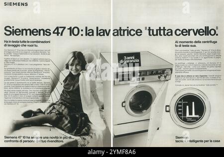 1980 Siemens Siwamat 47 10 machine à laver annonce italienne Banque D'Images