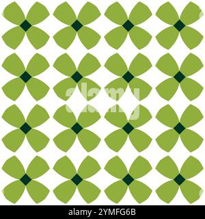 Modèle sans couture avec des motifs géométriques en trois couleurs, tons verts Banque D'Images