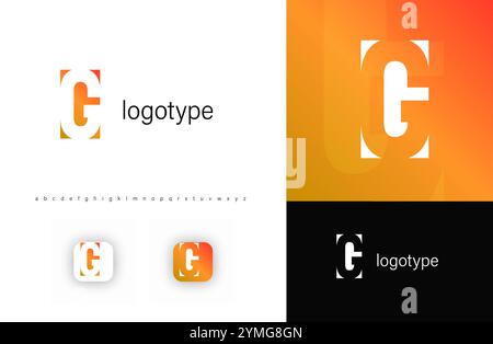 Monogramme géométrique minimal, lettre d'espace négative G, logo d'entreprise élégant, typographie moderne audacieuse, symbole de logotype propre, identité technologique contemporaine Illustration de Vecteur