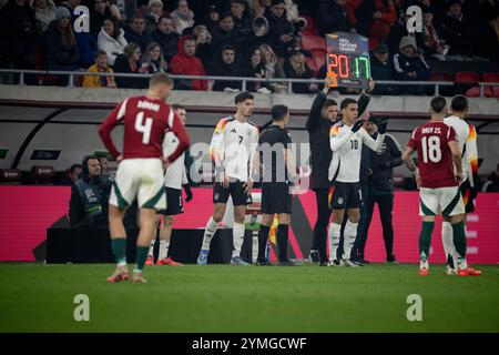 BUDAPEST, HONGRIE - 19 NOVEMBRE : Kai Havertz, Jamal Musiala lors du match UEFA Nations League 2024/25 League A Group A3 entre la Hongrie et l'Allemagne Banque D'Images