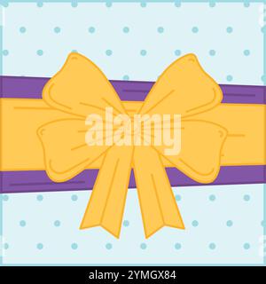Boîte cadeau bleu clair avec noeud jaune et pois, vecteur Illustration de Vecteur