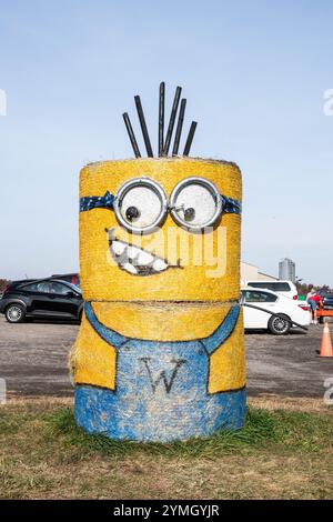 Hay Minions au Warner Ranch et à la ferme de citrouilles sur Schisler Road à Niagara Falls, Ontario, Canada Banque D'Images