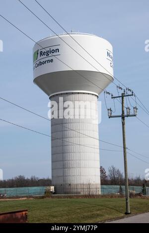 Ville de Port Colborne signe sur un château d'eau sur Barrick Road en Ontario, Canada Banque D'Images