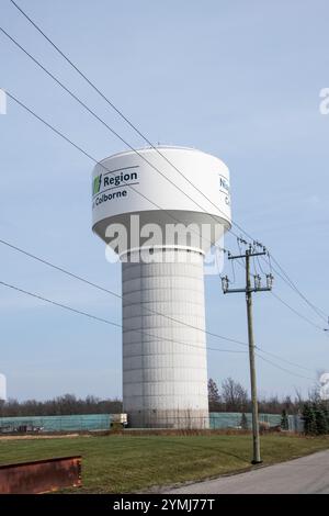 Ville de Port Colborne signe sur un château d'eau sur Barrick Road en Ontario, Canada Banque D'Images