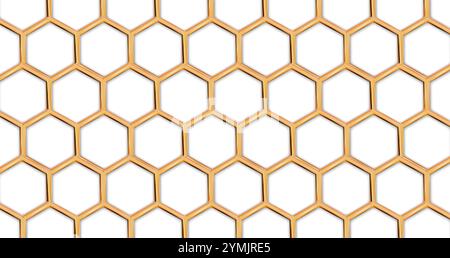 illustration vectorielle réaliste 3d. Motif nid d'abeilles jaune. Illustration de Vecteur