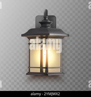 icône de vecteur réaliste 3d. Lampe de jardin murale d'extérieur. Lampadaire. Lampe électrique en métal de style ancien. Illustration de Vecteur