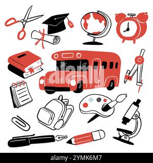 La collection de l'icône de l'éducation, le concept de retour à l'école. Dessin à la main illustration vectorielle Doodle style. Illustration de Vecteur