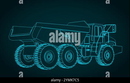 Illustration vectorielle stylisée d'un grand tombereau minier industriel Illustration de Vecteur