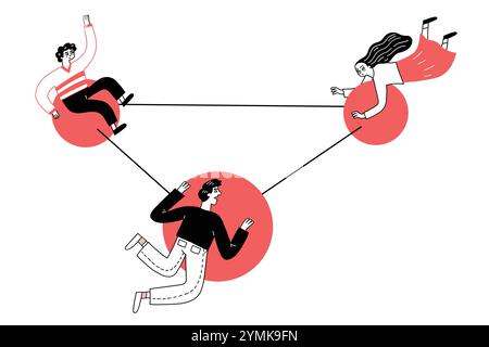 Les gens connectés par des lignes, les médias sociaux et le concept de communication. Dessin à la main illustration vectorielle style doodle. Illustration de Vecteur