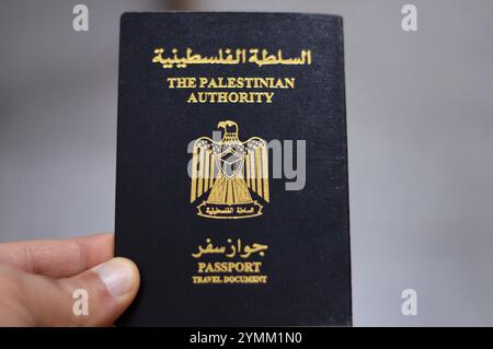 Le passeport de l'autorité palestinienne, titre de voyage, pour les résidents palestiniens des territoires palestiniens aux fins de voyages internationaux, Banque D'Images