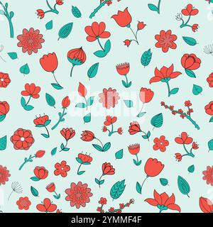 Illustration vectorielle de fowers rouges à motif sans couture Illustration de Vecteur