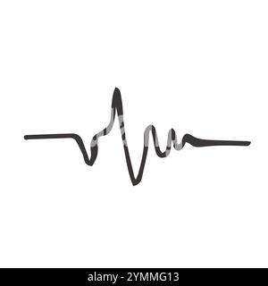 Icône de fréquence cardiaque dans doodle sketch lignes. La ligne d'impulsion graphique bip Illustration de Vecteur