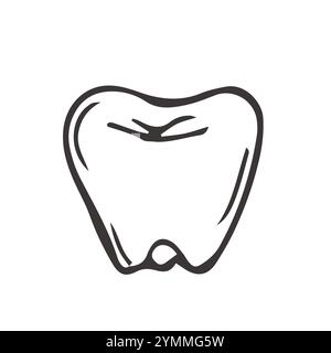 Icône de doodle de contour dessiné à la main de dent saine. Odontologie, stomatologie et concept de soins dentaires. Illustration vectorielle d'esquisse pour impression, web, mobile et dans Illustration de Vecteur