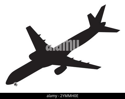 Silhouette d'avion de passagers isolé sur fond blanc. Vue isométrique. Illustration vectorielle Illustration de Vecteur