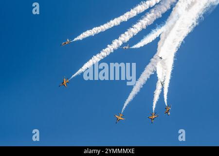 Avalon, Australie. 05 mars 2023. Black Eagles brisent leur formation lors du salon aéronautique australien de 2023. L'équipe acrobatique de l'Armée de l'Air de la République de Corée (ROKAF), Black Eagles, exposée au salon aéronautique international australien de 2023 à Avalon. (Photo Olivier Rachon/SOPA images/SIPA USA) crédit : SIPA USA/Alamy Live News Banque D'Images